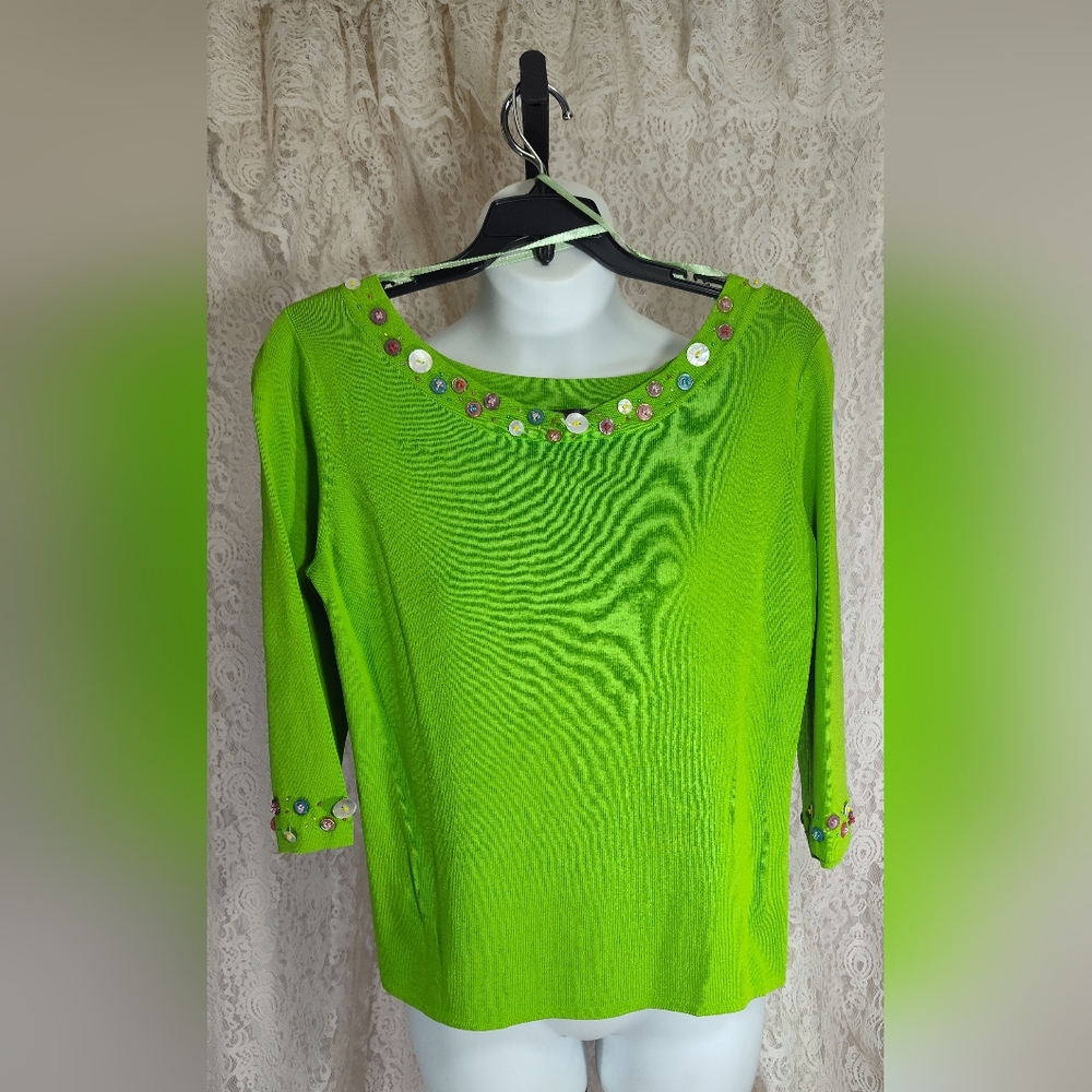Pierri Knit Top. Bright Apple Green NWOT